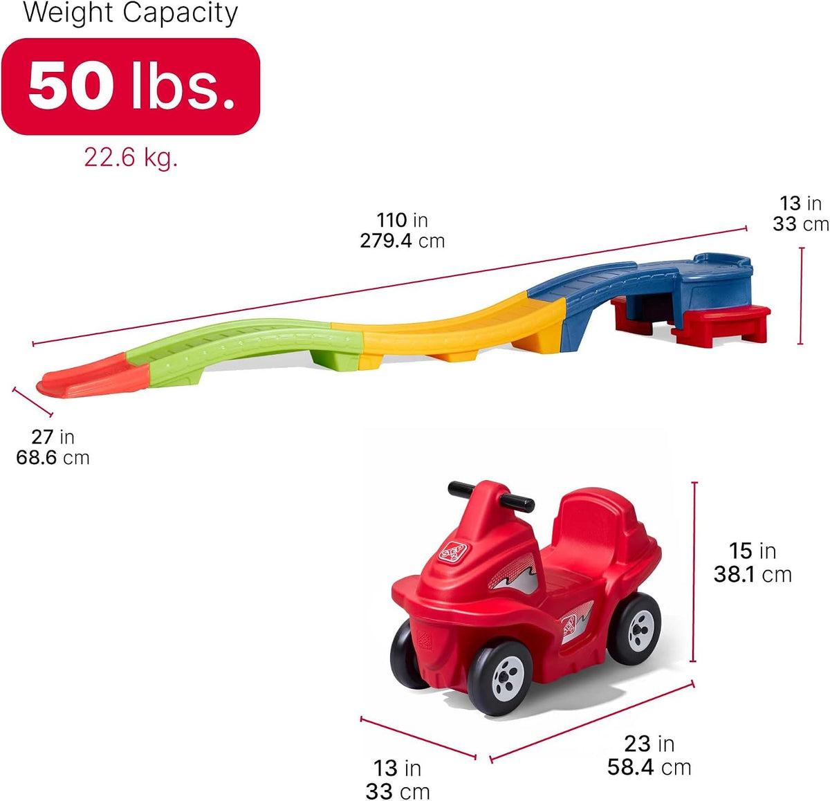 Step2 Up & Down Roller Coaster Kids Ride On Toy. Push Car. Indoor/Outdoor Playset. Made of Durable Plastic. Max Weight 50 lbs.. for Toddlers 2-5 Years Old. Multicolor
