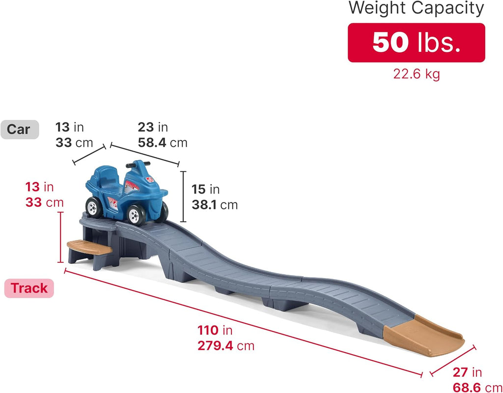 Step2 Up & Down Roller Coaster Kids Ride On Toy. Push Car. Indoor/Outdoor Playset. Made of Durable Plastic. Max Weight 50 lbs.. for Toddlers 2-5 Years Old. Gray & Blue