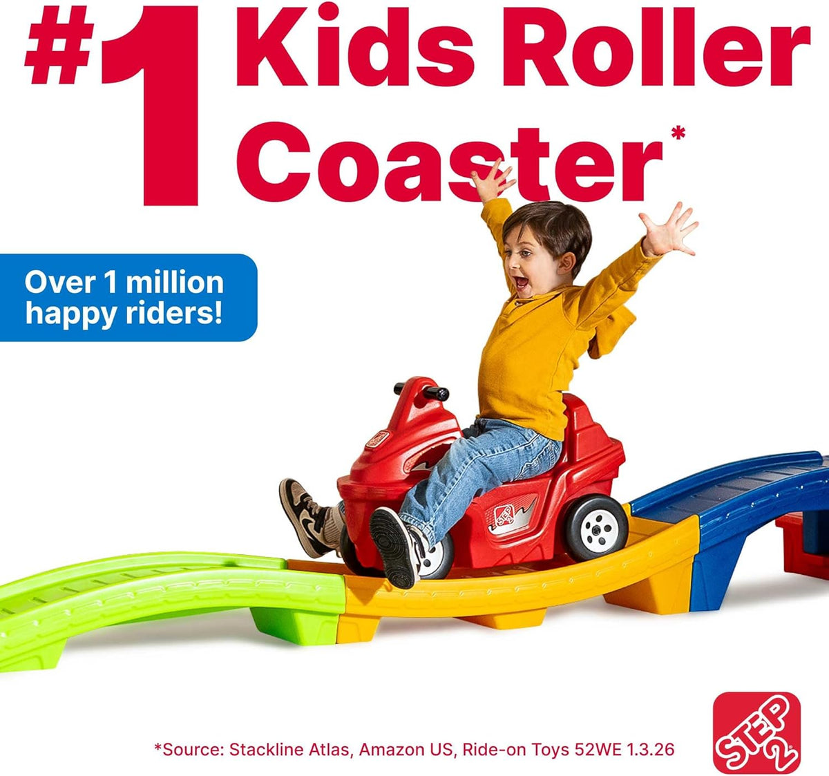 Step2 Up & Down Roller Coaster Kids Ride On Toy. Push Car. Indoor/Outdoor Playset. Made of Durable Plastic. Max Weight 50 lbs.. for Toddlers 2-5 Years Old. Multicolor