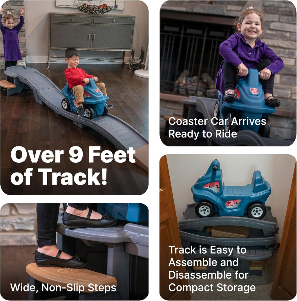 Step2 Up & Down Roller Coaster Kids Ride On Toy. Push Car. Indoor/Outdoor Playset. Made of Durable Plastic. Max Weight 50 lbs.. for Toddlers 2-5 Years Old. Gray & Blue