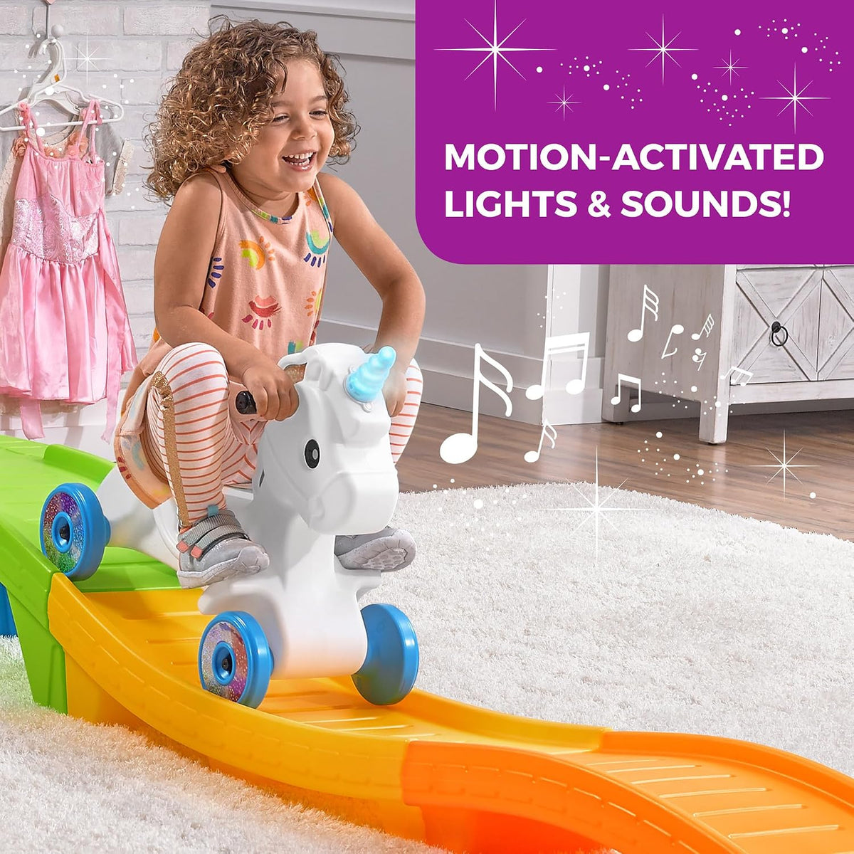 Step2 Unicorn Up & Down Roller Coaster Kids Ride On Toy. Push Car. Indoor/Outdoor Playset. Made of Durable Plastic. Max Weight 50 lbs.. For Toddlers 2-5 Years Old. Multicolor