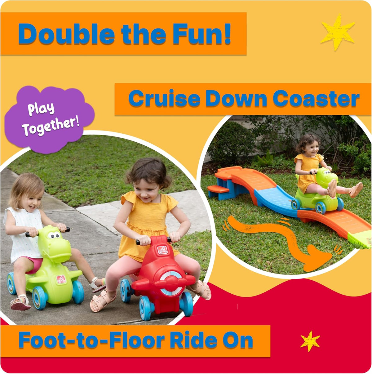 Step2 Dino Dash Up & Down Roller Coaster Kids Ride On Toy. Push Car. Indoor/Outdoor Playset. Made of Durable Plastic. Max Weight 50 lbs.. for Toddlers 2-5 Years Old